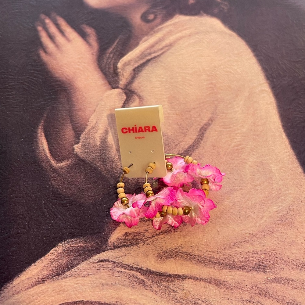 Chiara Shibuya Pink and Gold Floral Earrings
